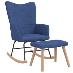 Gugalni stol s stolčkom modro blago