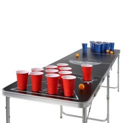 HI Miza za Beer Pong zložljiva z nastavljivo višino črna