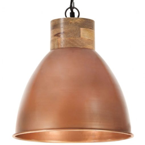 Industrijska viseča svetilka bakrena železo in les 35 cm E27