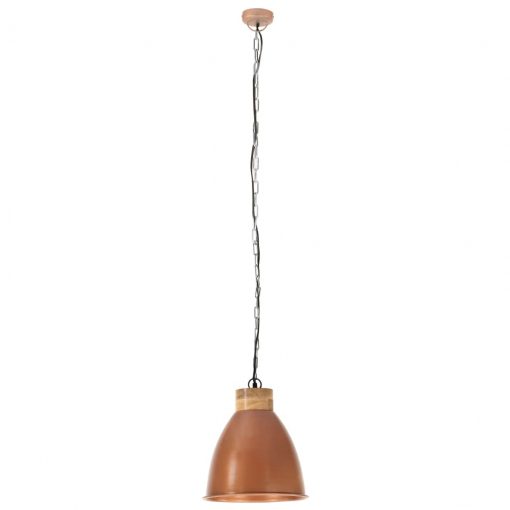 Industrijska viseča svetilka bakrena železo in les 35 cm E27