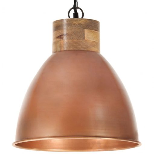 Industrijska viseča svetilka bakrena železo in les 46 cm E27