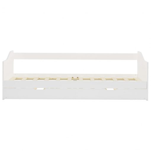 Izvlečni posteljni okvir bel iz borovine 90x200 cm