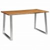 Jedilna miza 140x80x75 cm trden akacijev les in nerjaveče jeklo