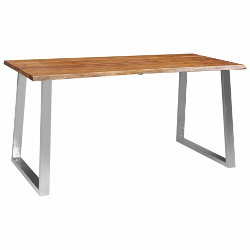 Jedilna miza 160x80x75 cm trden akacijev les in nerjaveče jeklo