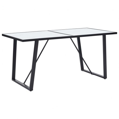 Jedilna miza bela 160x80x75 cm kaljeno steklo