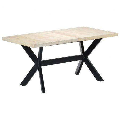 Jedilna miza bela 160x80x75 cm trden mangov les