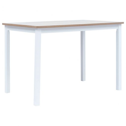 Jedilna miza bela in rjava 114x71x75 cm trden les kavčukovca