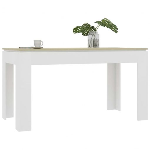 Jedilna miza bela in sonoma hrast 140x70x76 cm iverna plošča