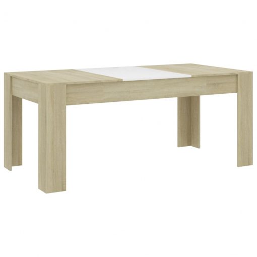 Jedilna miza bela in sonoma hrast 180x90x76 cm iverna plošča