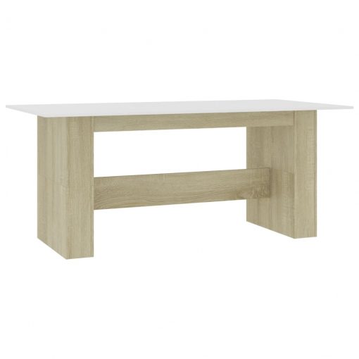Jedilna miza bela in sonoma hrast 180x90x76 cm iverna plošča