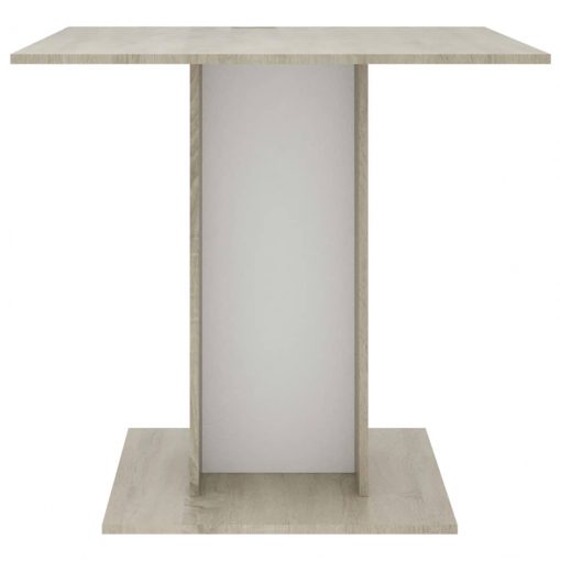 Jedilna miza bela in sonoma hrast 80x80x75 cm iverna plošča
