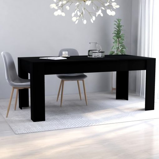 Jedilna miza črna 180x90x76 cm iverna plošča