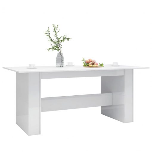 Jedilna miza visok sijaj bela 180x90x76 cm iverna plošča