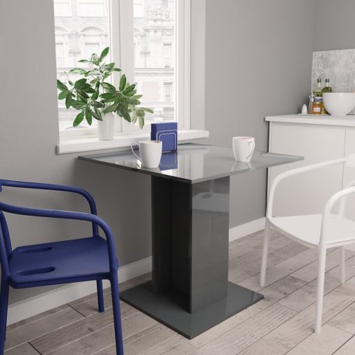Jedilna miza visok sijaj siva 80x80x75 cm iverna plošča
