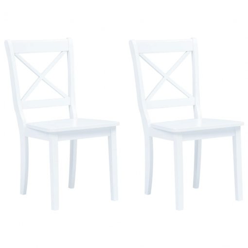 Jedilni stoli 2 kosa beli trdni kavčukovec