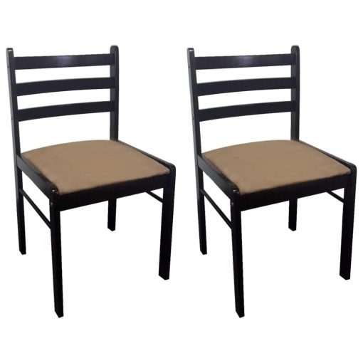 Jedilni stoli 2 kosa rjavi iz trdnega kavčukovca in žameta
