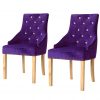 Jedilni stoli 2 kosa vijolični iz trdne hrastovine in žameta