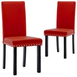 Jedilni stoli 2 kosa vinsko rdeče barve PVC
