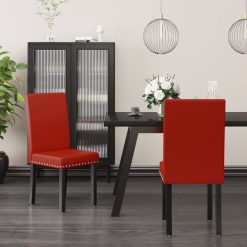 Jedilni stoli 2 kosa vinsko rdeče barve PVC