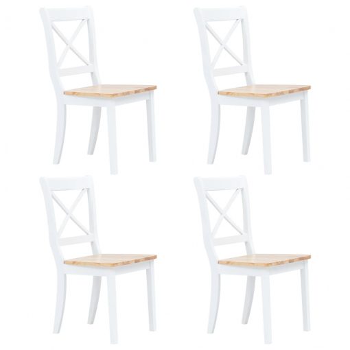 Jedilni stoli 4 kosi bel in svetel les trdni kavčukovec