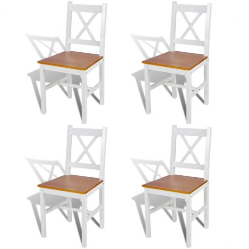 Jedilni stoli 4 kosi beli iz borovine