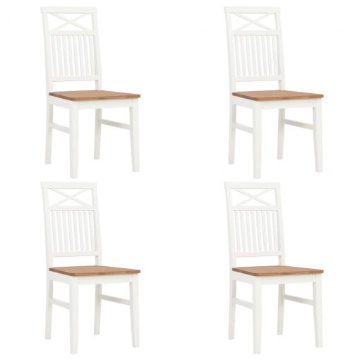 Jedilni stoli 4 kosi beli iz trdne hrastovine