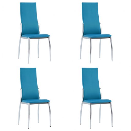 Jedilni stoli 4 kosi modro umetno usnje
