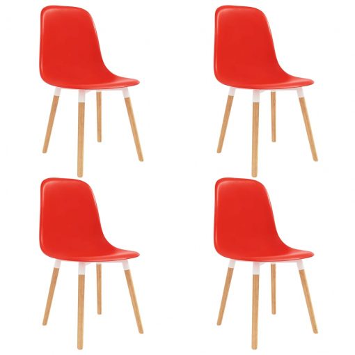 Jedilni stoli 4 kosi rdeča plastika