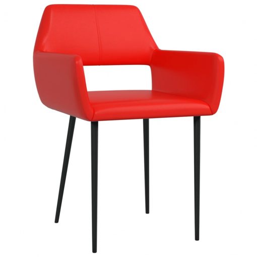 Jedilni stoli 4 kosi rdeče umetno usnje