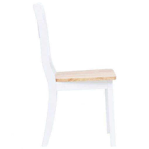 Jedilni stoli 6 kosov bel in svetel les trdni kavčukovec