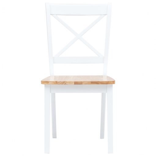 Jedilni stoli 6 kosov bel in svetel les trdni kavčukovec