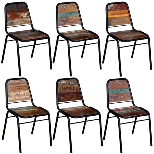 Jedilni stoli 6 kosov iz trdnega predelanega lesa