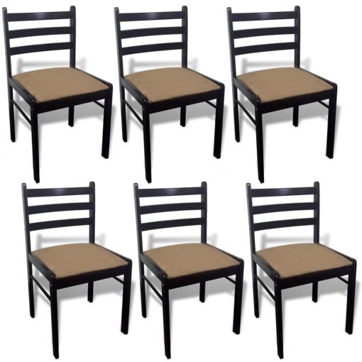 Jedilni stoli 6 kosov rjavi trden les in žamet