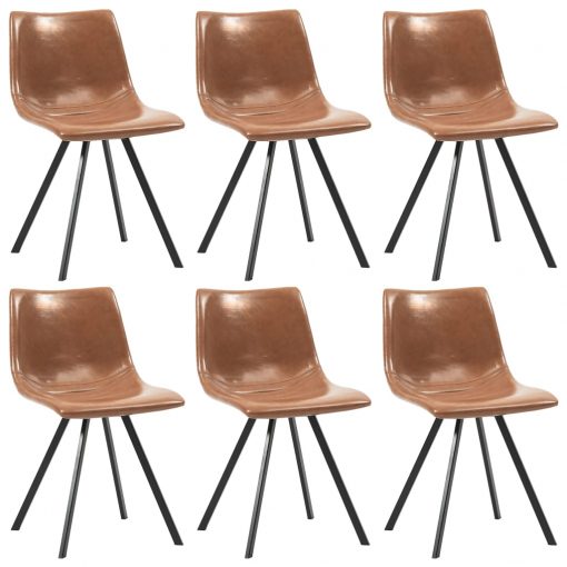 Jedilni stoli 6 kosov sijoče rjavo umetno usnje
