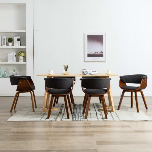 Jedilni stoli 6 kosov sivi ukrivljen les in blago