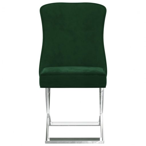 Jedilni stoli 6 kosov temno zeleni 53x52x98 cm žamet in jeklo