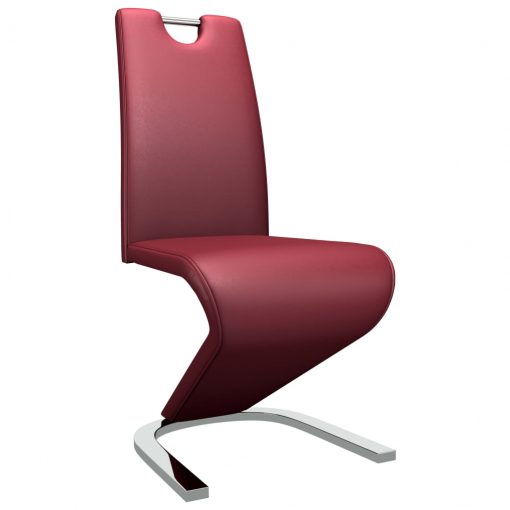 Jedilni stoli cikcak oblike 2 kosa vinsko rdeče umetno usnje