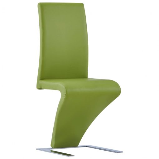 Jedilni stoli cikcak oblike 2 kosa zeleno umetno usnje