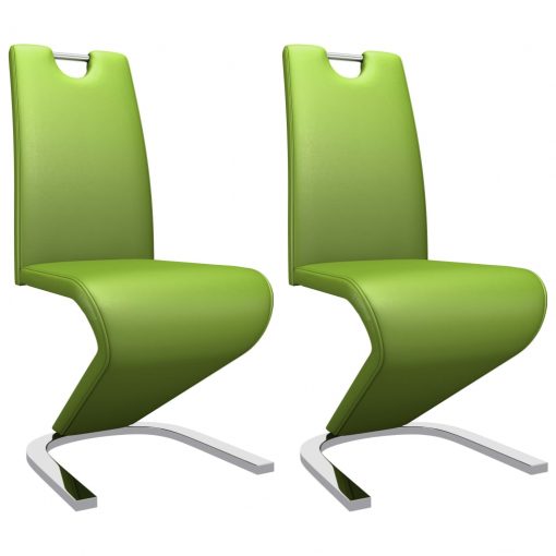 Jedilni stoli cikcak oblike 2 kosa zeleno umetno usnje