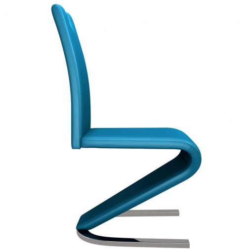 Jedilni stoli cikcak oblike 4 kosi modro umetno usnje