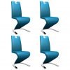 Jedilni stoli cikcak oblike 4 kosi modro umetno usnje