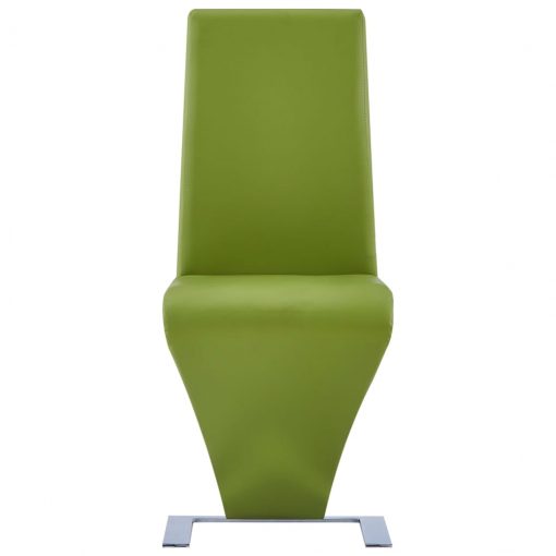 Jedilni stoli cikcak oblike 4 kosi zeleno umetno usnje