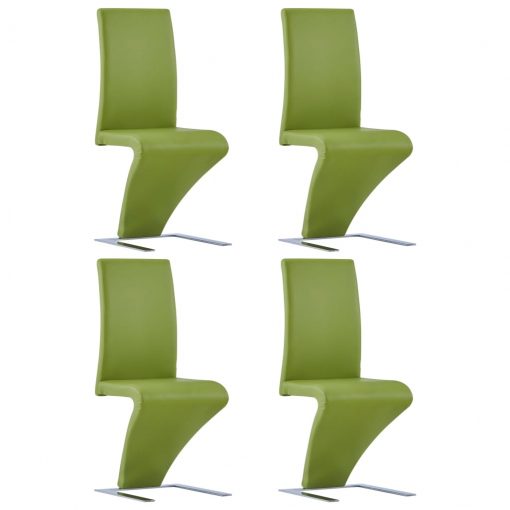 Jedilni stoli cikcak oblike 4 kosi zeleno umetno usnje