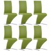 Jedilni stoli cikcak oblike 6 kosov zeleno umetno usnje