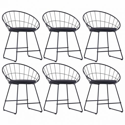 Jedilni stoli s sedeži iz umetnega usnja 6 kosov črno jeklo