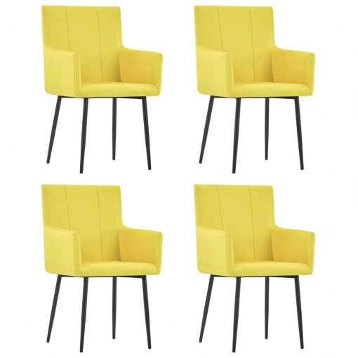 Jedilni stoli z naslonjali za roke 4 kosi rumeno blago