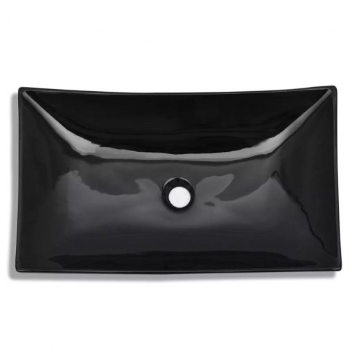 Keramični kopalniški umivalnik črn pravokoten