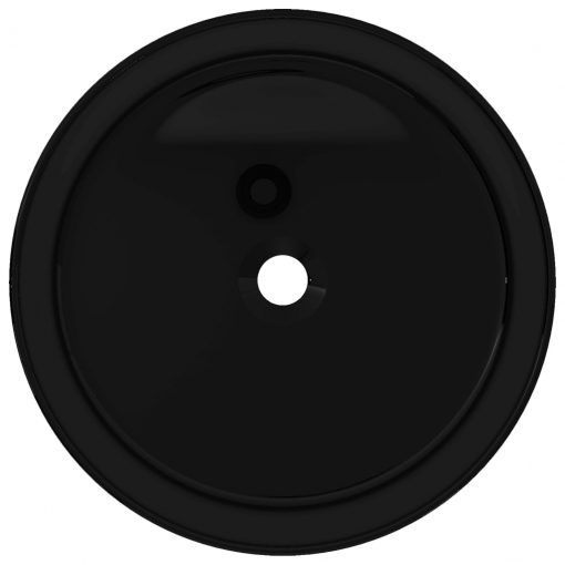Keramični umivalnik okrogle oblike črne barve 40x15 cm