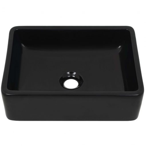 Keramični umivalnik pravokotne oblike črne barve 41x30x12 cm