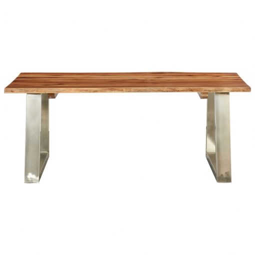 Klubska mizica 100x60x40 cm akacijev les in nerjaveče jeklo
